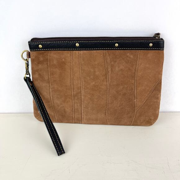 Vaan & Co Small Black  Brown Pieced Leather Wristlet Bag - Picture 2 of 6